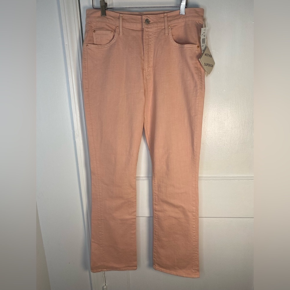 MOTHER NWT The Superior The Insider Hover Peach Parfait High Rise Boot Cut Jeans